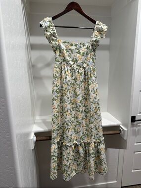 Blu Pepper Cream, Blue Green and Lemon-Print Maxi Dress